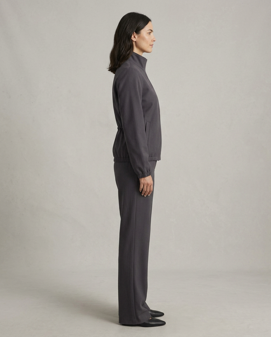 Miles vegan wool funnel neck jacket side