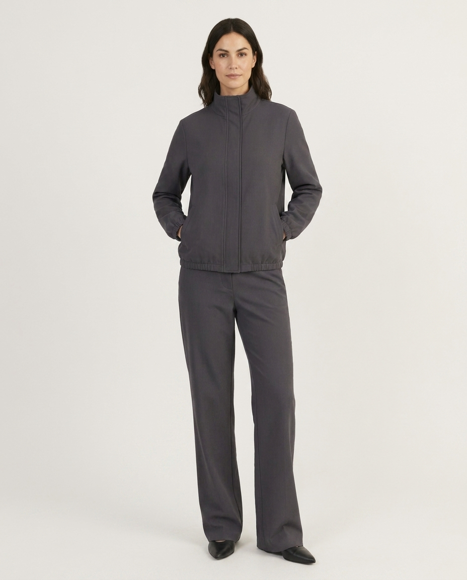 Miles vegan wool funnel neck jacket front