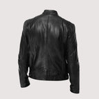 Mitchel faux leather jacket in black, back view