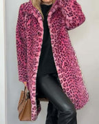 Abigail longline faux fur leopard coat for women, image 4