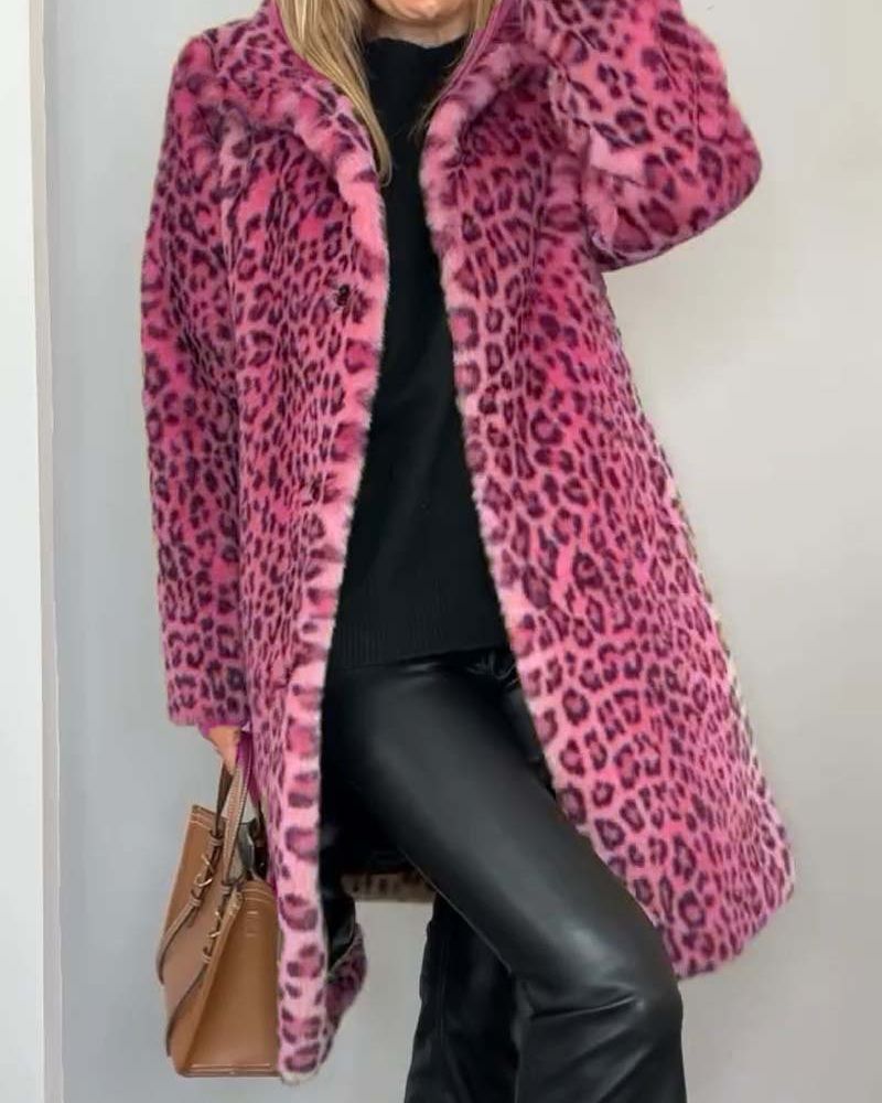 Abigail longline faux fur leopard coat for women, image 4