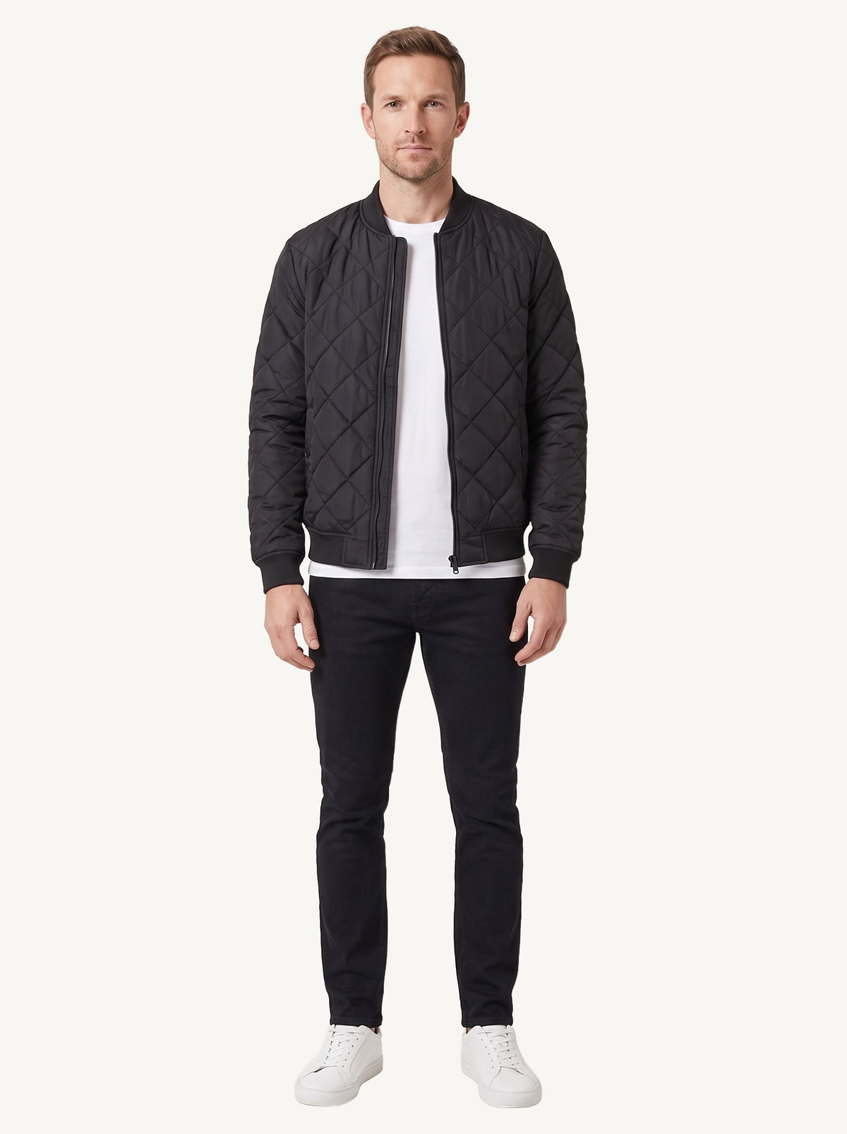 Adam quilted bomber jacket, black