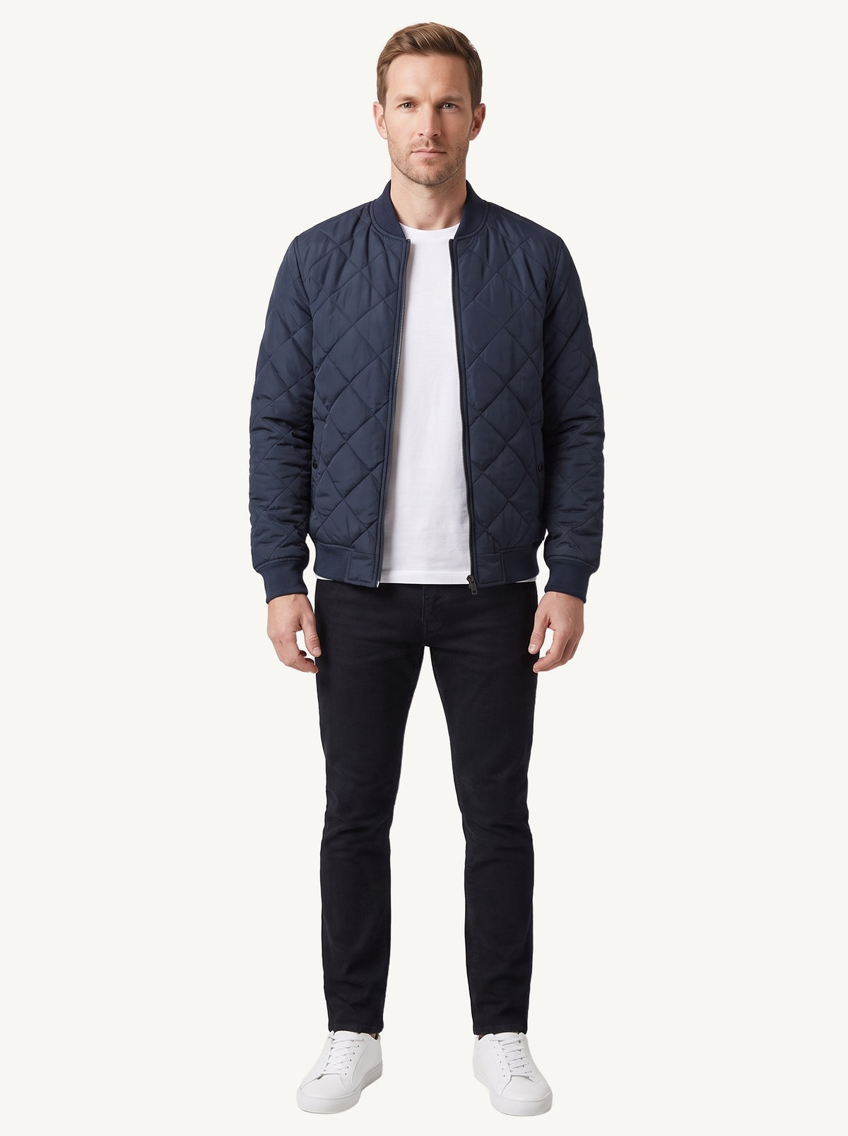 Adam quilted bomber jacket, blue
