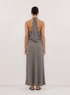 Adele steel grey dress, back view