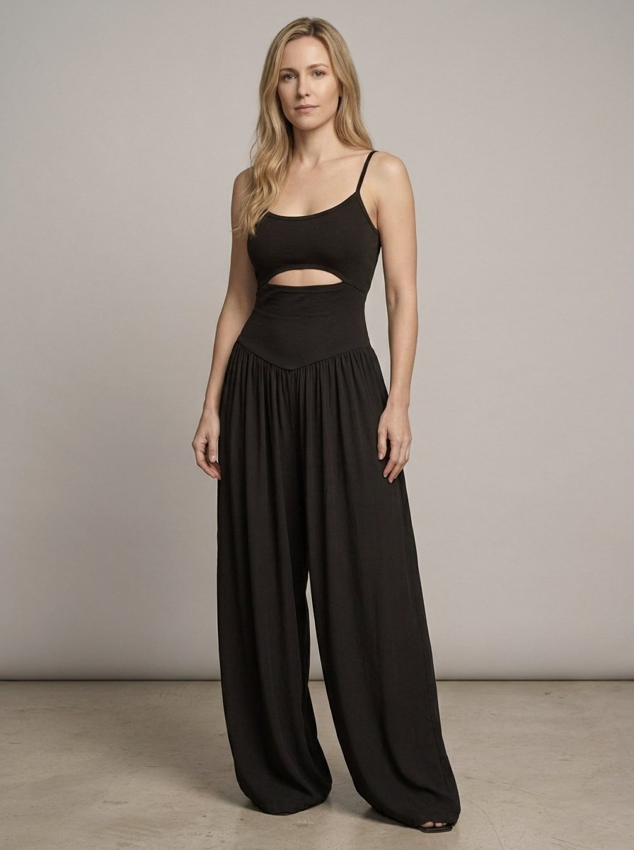 Adelina Cami Jumpsuit - Black Front