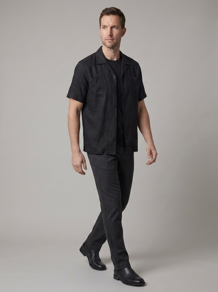 Alaric linen shirt short sleeve - walking lifestyle