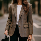 Amilie plaid blazer for women with a notched lapel, image 8