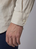 Ansel Linen Shirt Sand - cuff close-up