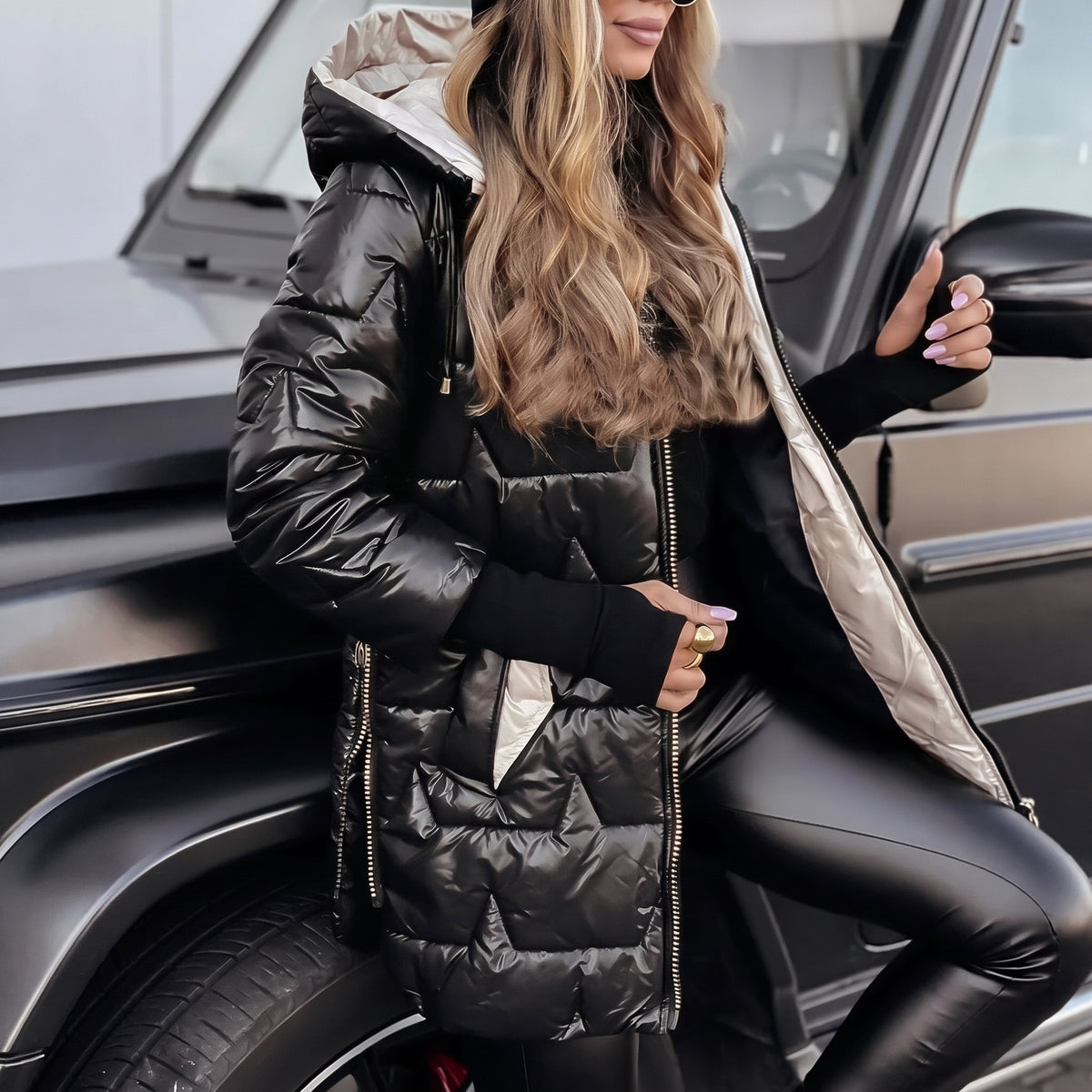 Ardella Padded Hooded Coat black