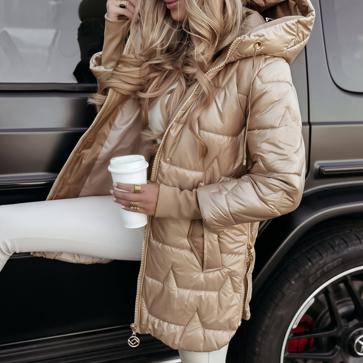Ardella Padded Hooded Coat detail