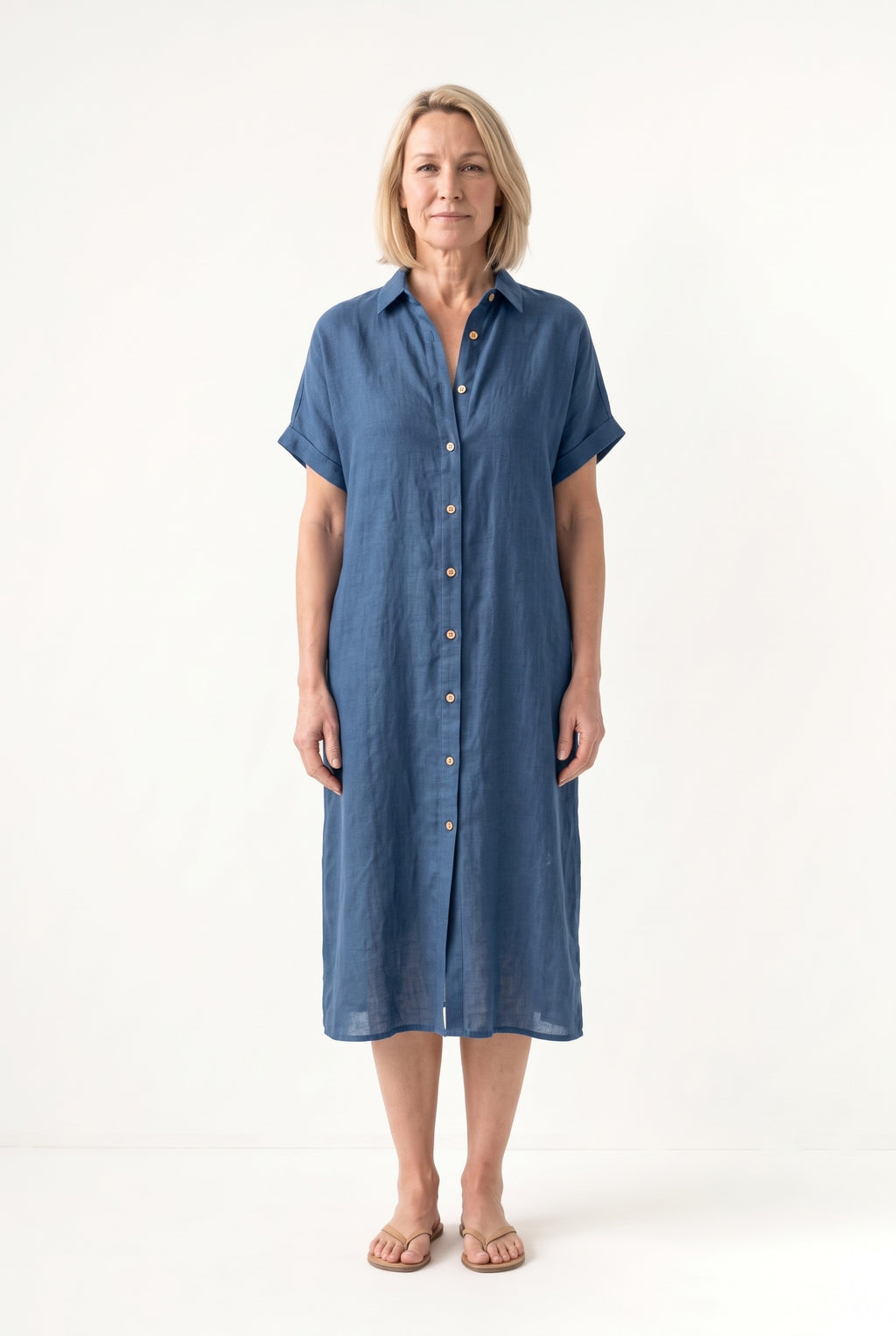 Ariette linen midi dress blue