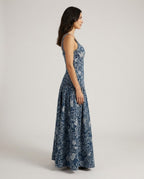 Arlo Women's Maxi Dress Denim Fitted Waist Soft Square Neckline 1
