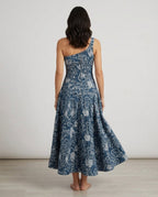 Arlo Women's Maxi Dress Denim Fitted Waist Soft Square Neckline 2
