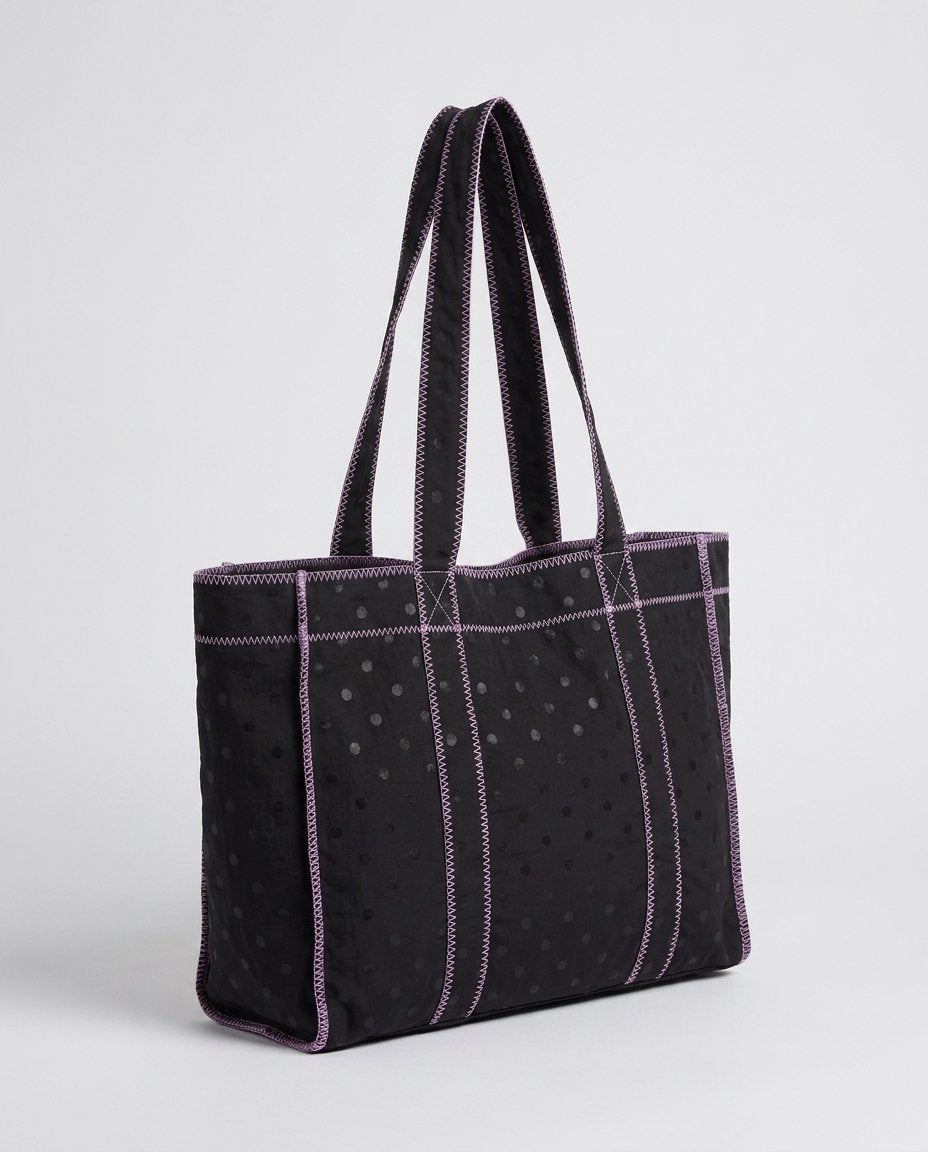 Athena Black Spot Print Tote Bag three-quarter