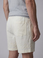 Aveline Silk Linen Shorts - back pocket close-up