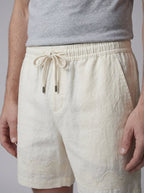 Aveline Silk Linen Shorts - waistband close-up
