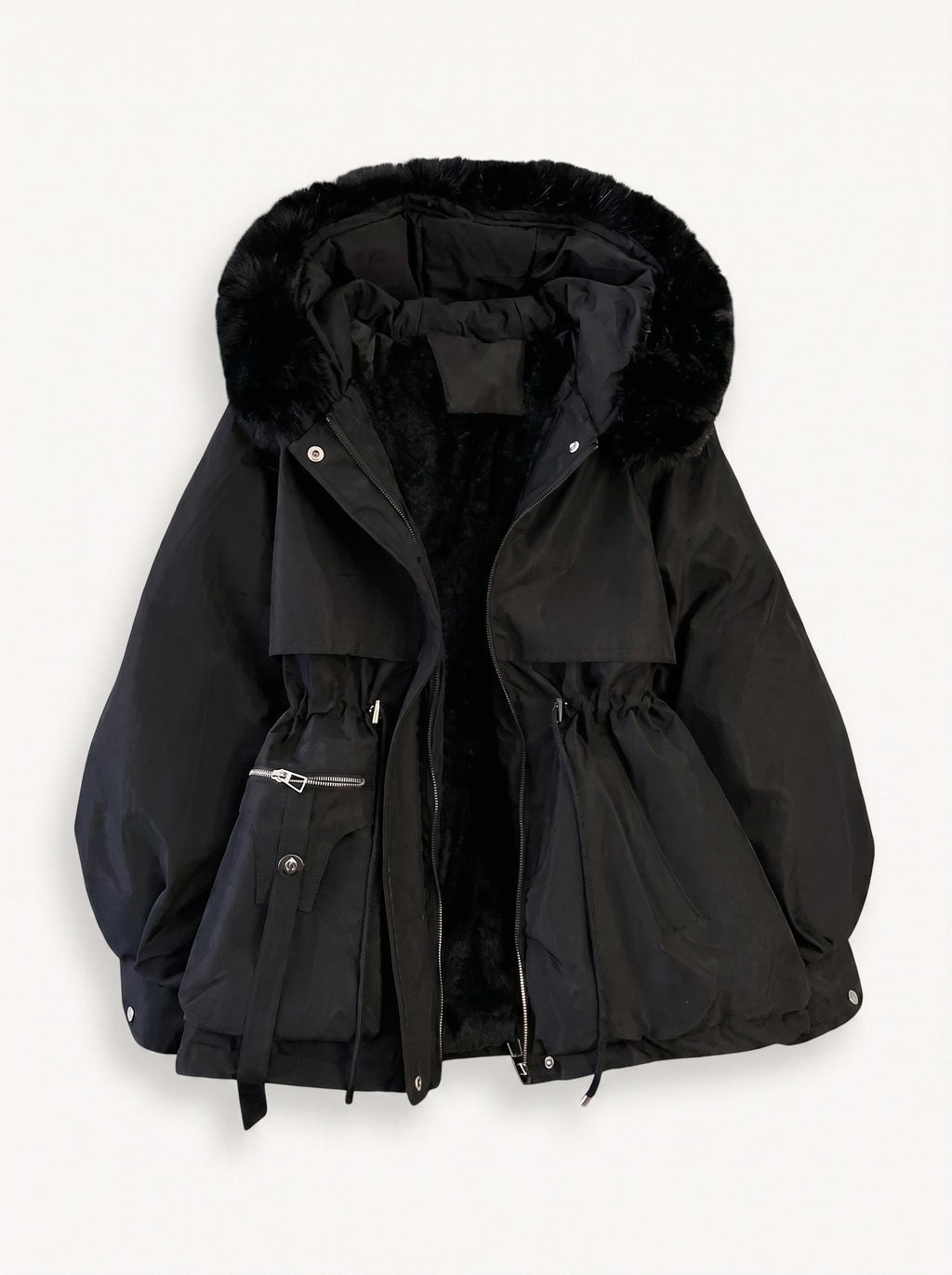 Aya padded hooded parka black
