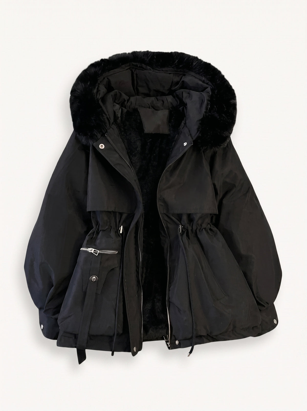Aya padded hooded parka black