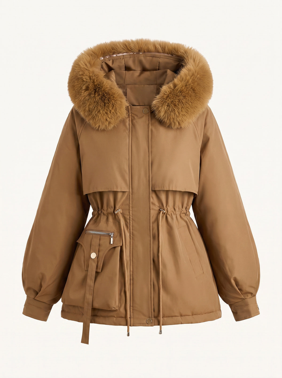 Aya padded hooded parka brown