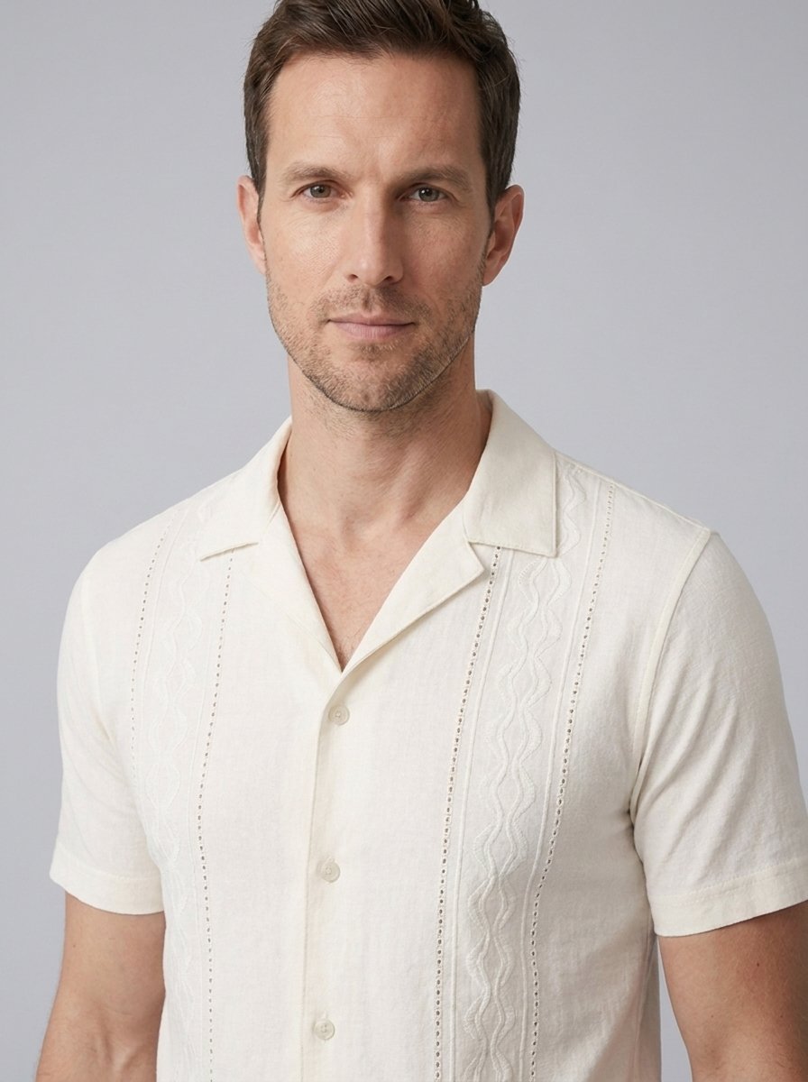 Bastian camp collar shirt close-up