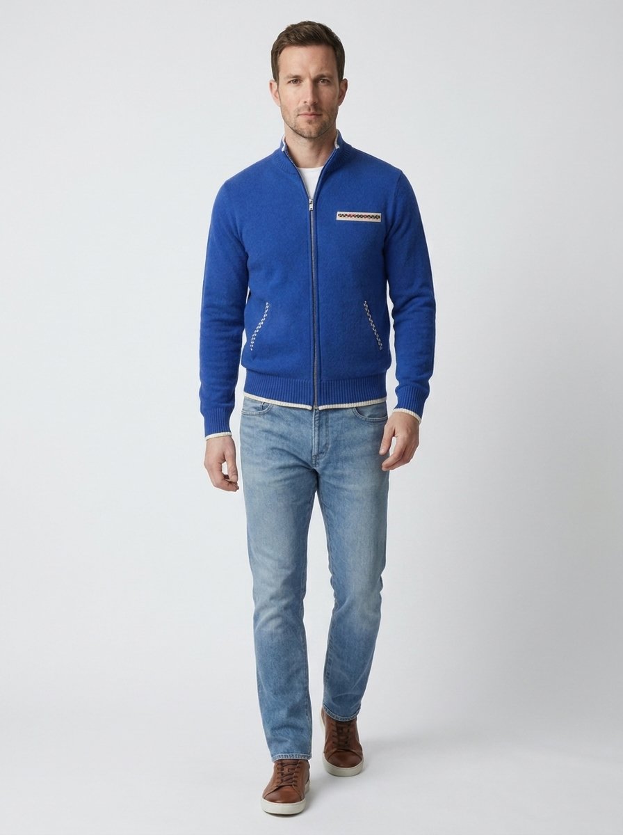 Benedict knitted zip cardigan walking