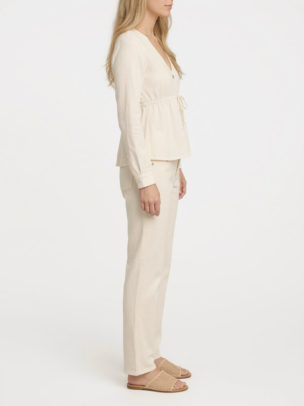 Bianca white blouse, side view