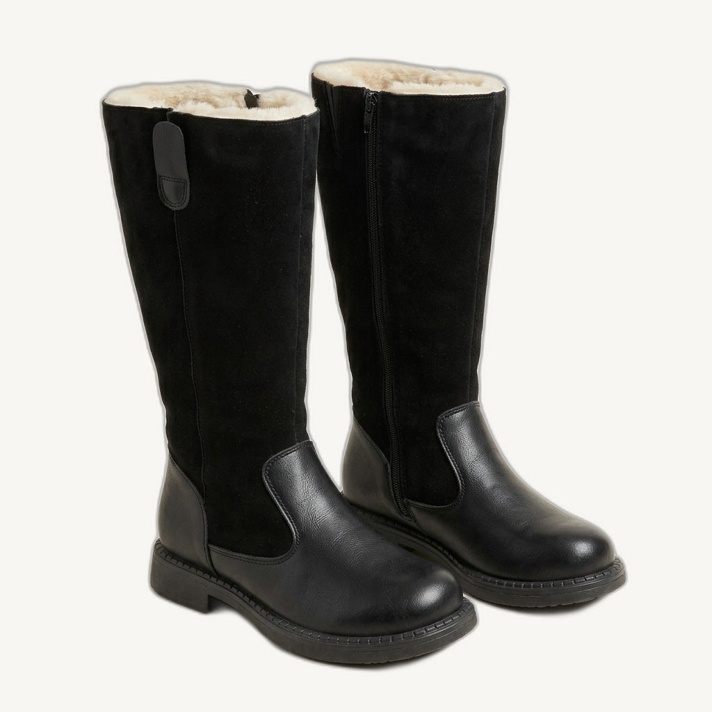 Bo knee-high riding boots with a side zip in black