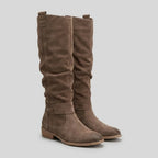 Bodil knee-high boots with a suede-look upper and side zip, image 2