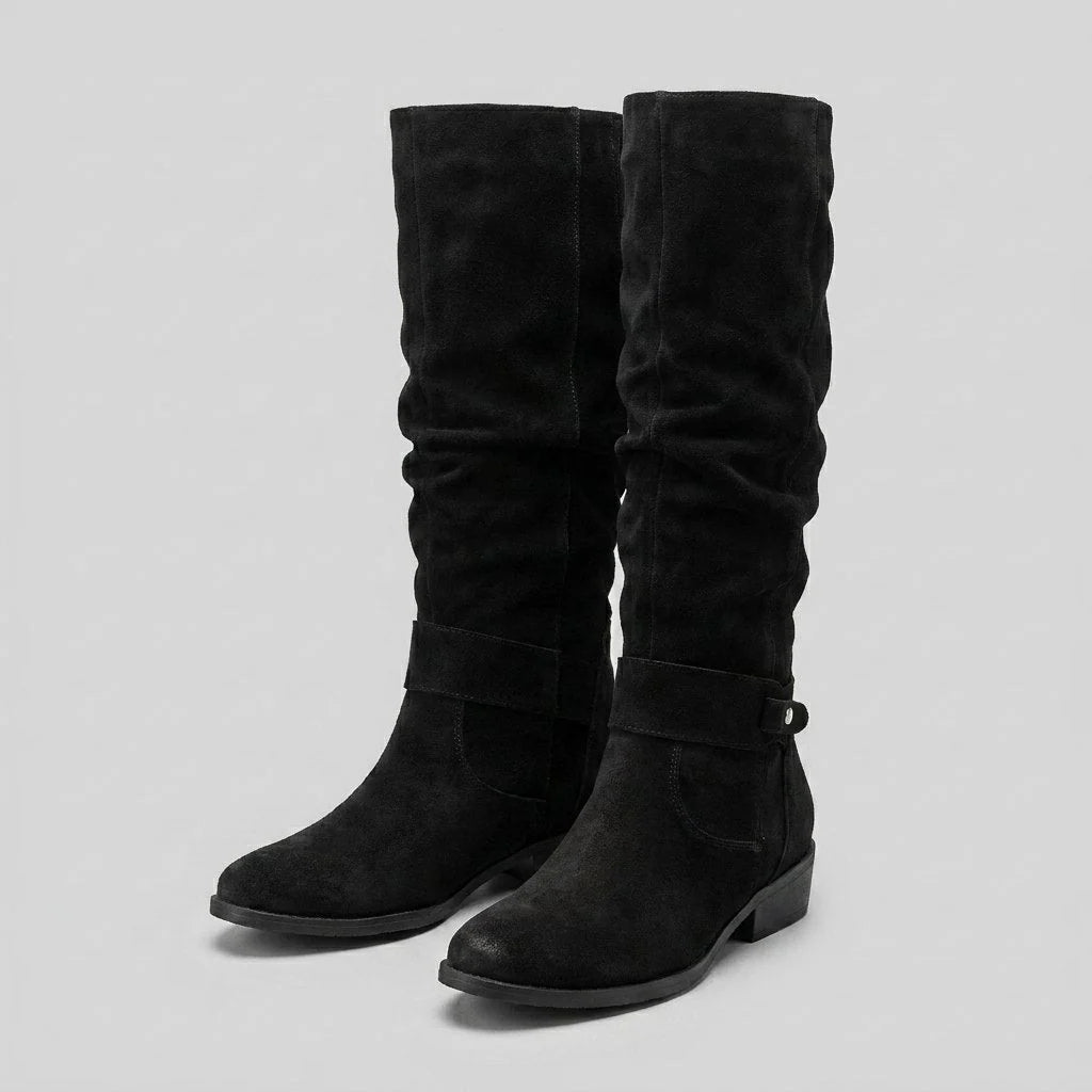 Bodil knee-high boots with a suede-look upper and side zip, image 4