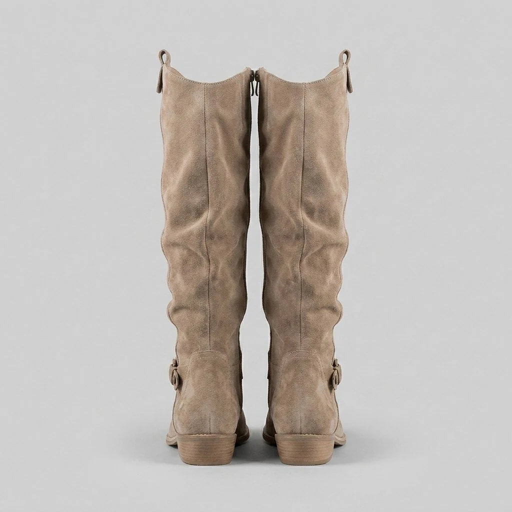 Bodil knee-high boots with a suede-look upper and side zip, image 5