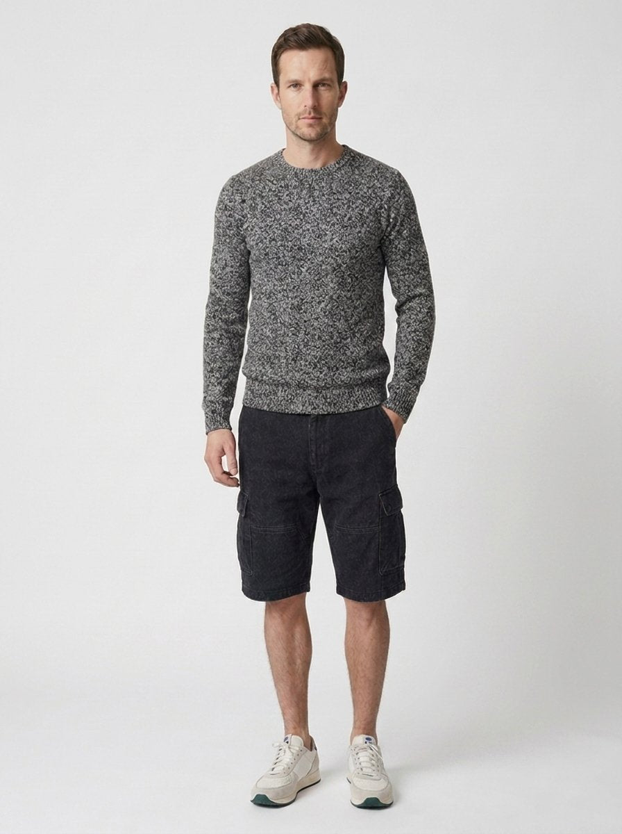 Boy chunky knit sweater front pose