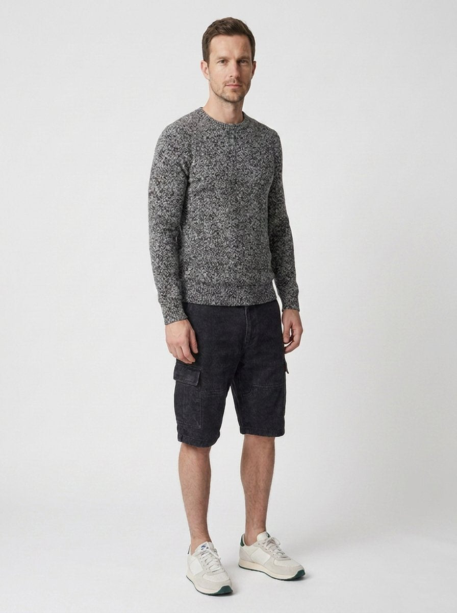 Boy chunky knit sweater 3/4 view