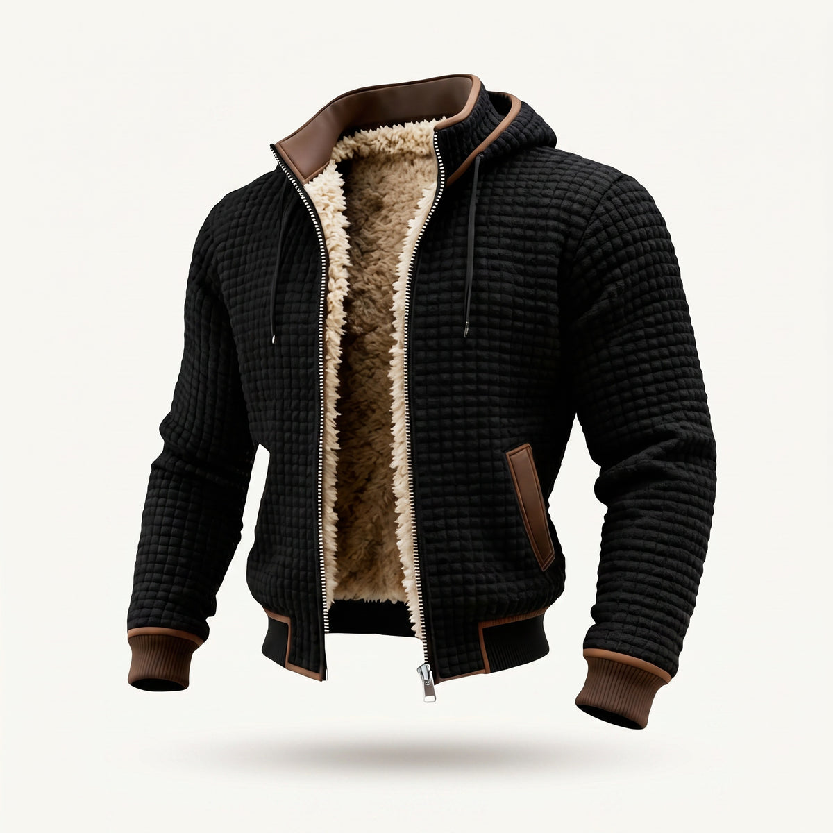 Bram sherpa hooded jacket black