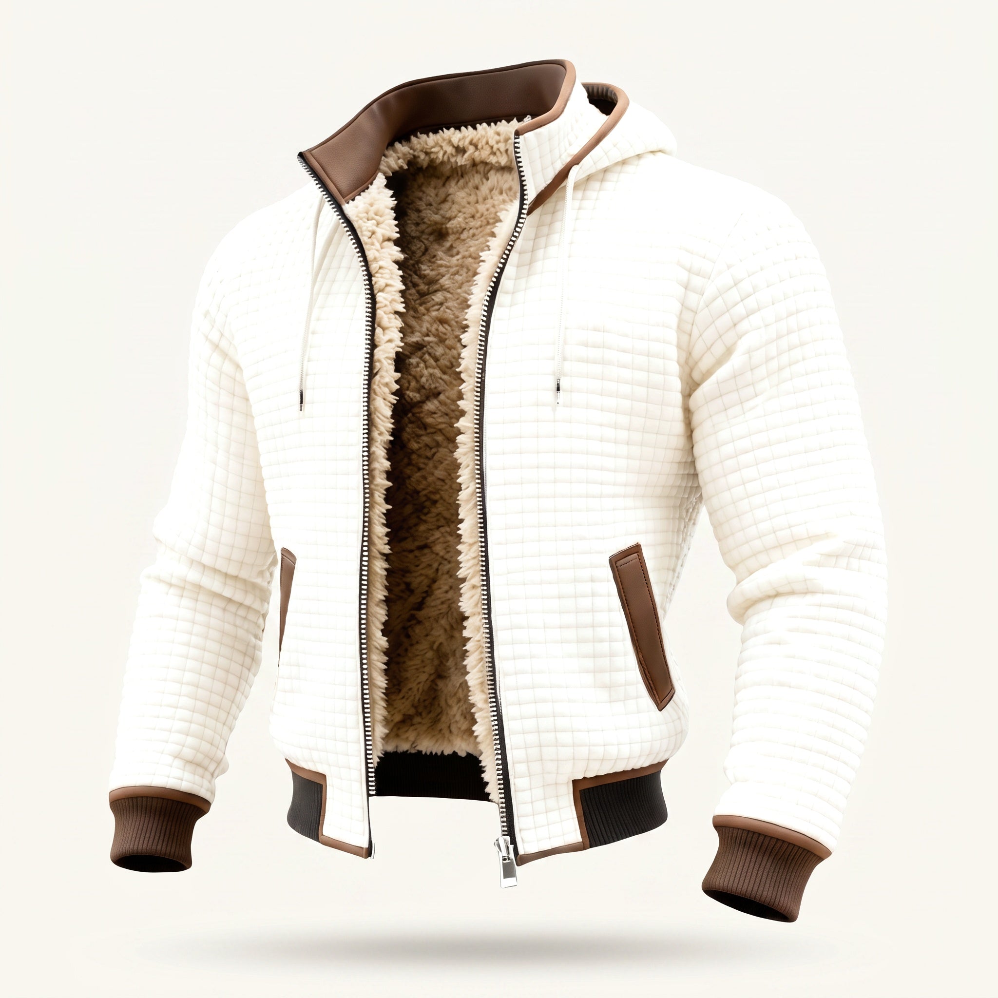 Bram sherpa hooded jacket white