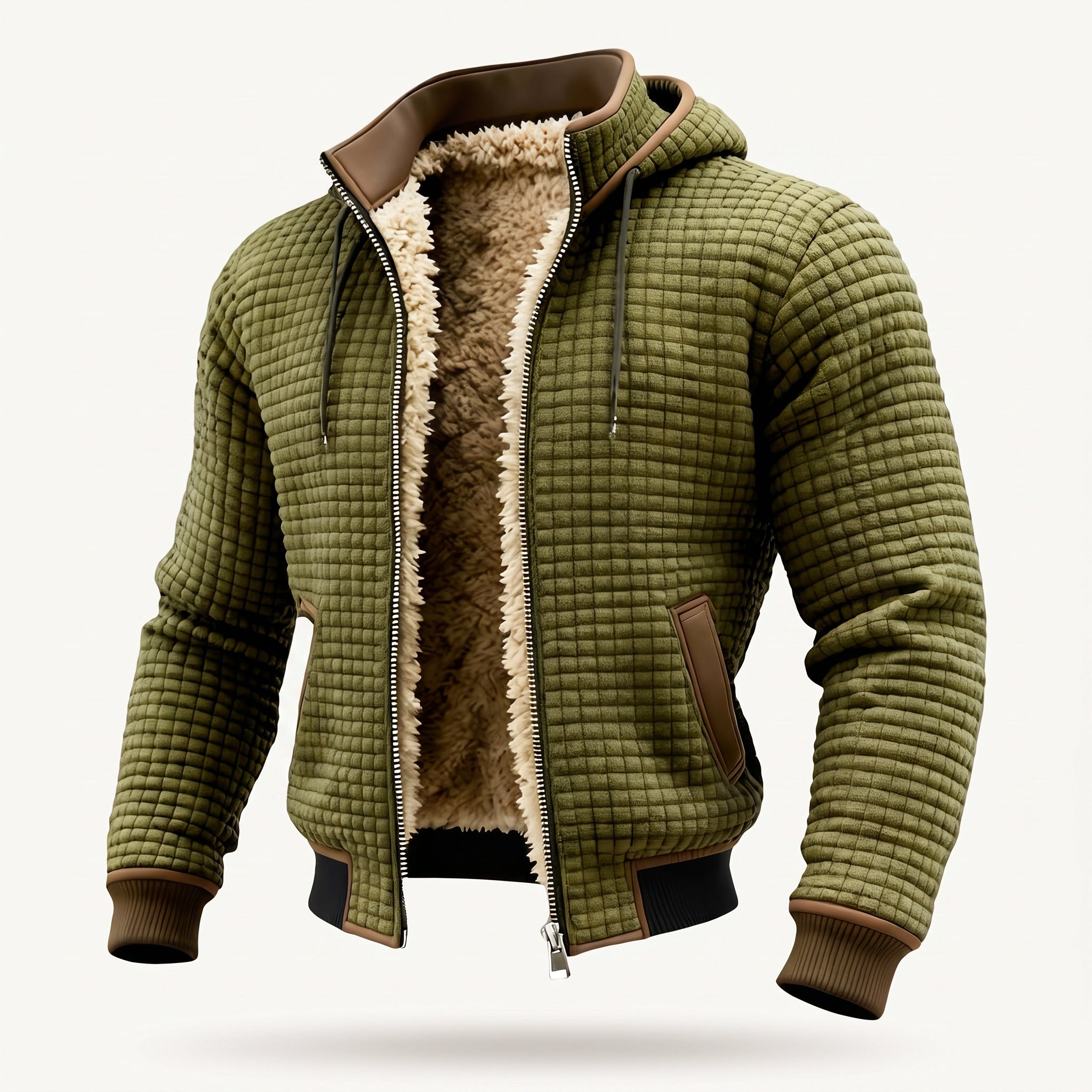 Bram sherpa hooded jacket military green