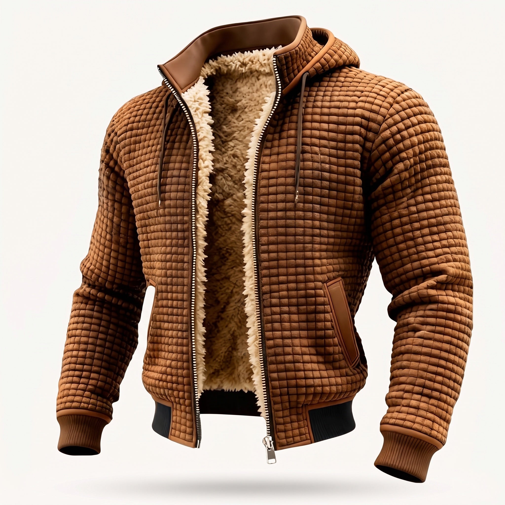 Bram sherpa hooded jacket brown