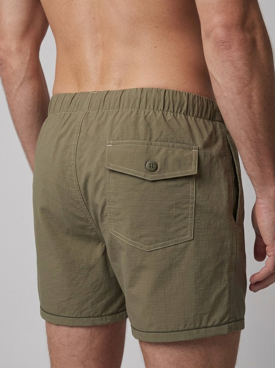Brennan ripstop swim shorts olive - pocket detail