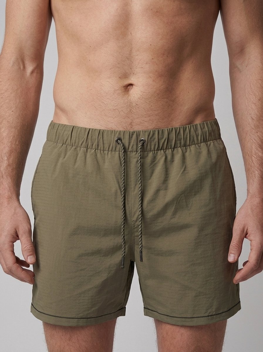 Brennan ripstop swim shorts olive - waist detail