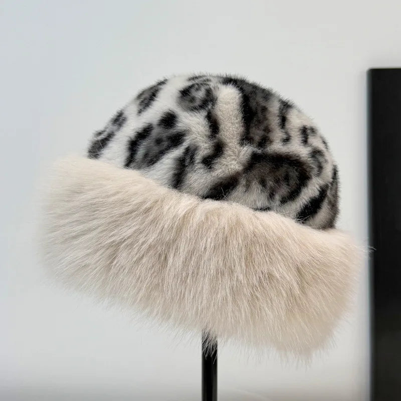 Calista leopard print faux fur hat, second colourway
