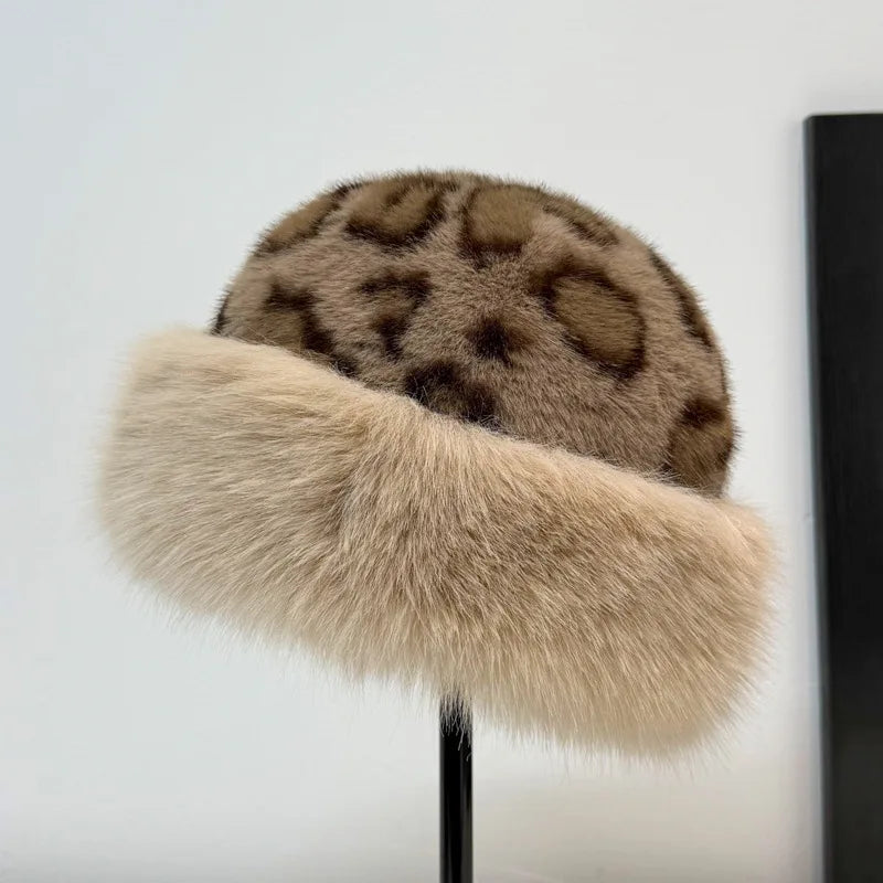 Calista leopard print faux fur hat, third colourway