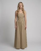 Carmen Striped Sand Cedar Maxi Dress front