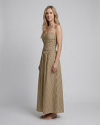 Carmen Striped Sand Cedar Maxi Dress side