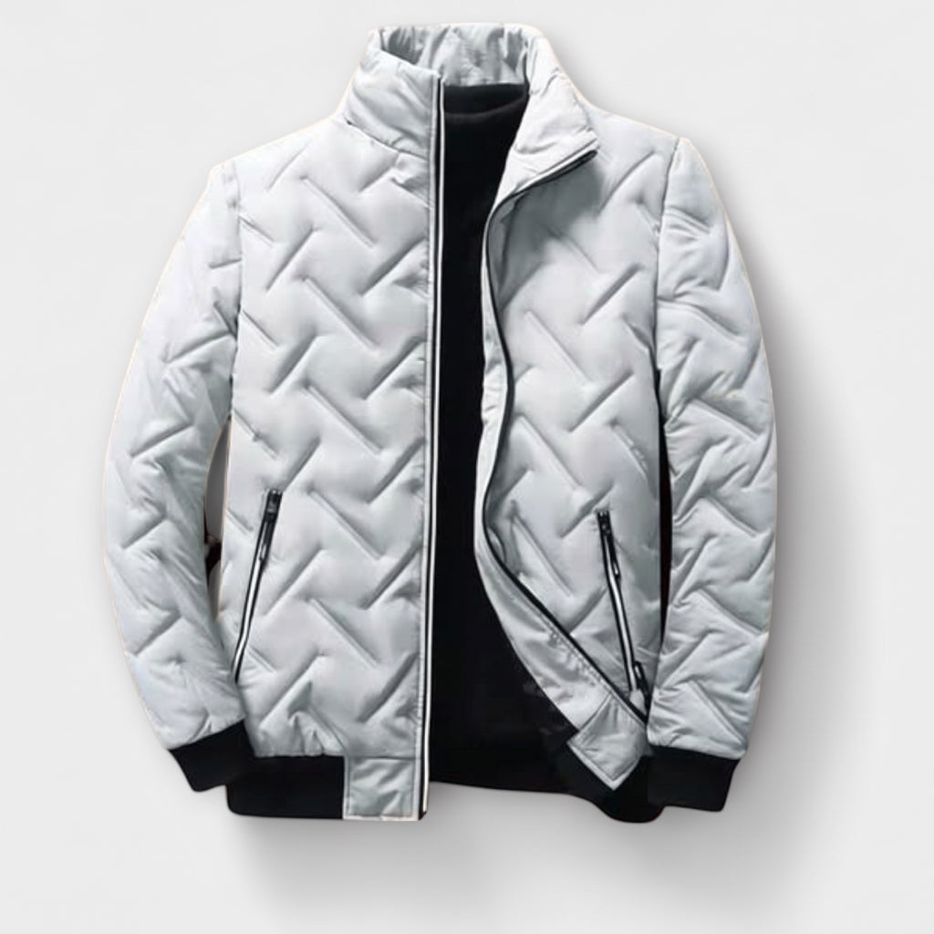 Casper quilted jacket with a chevron stitch in white