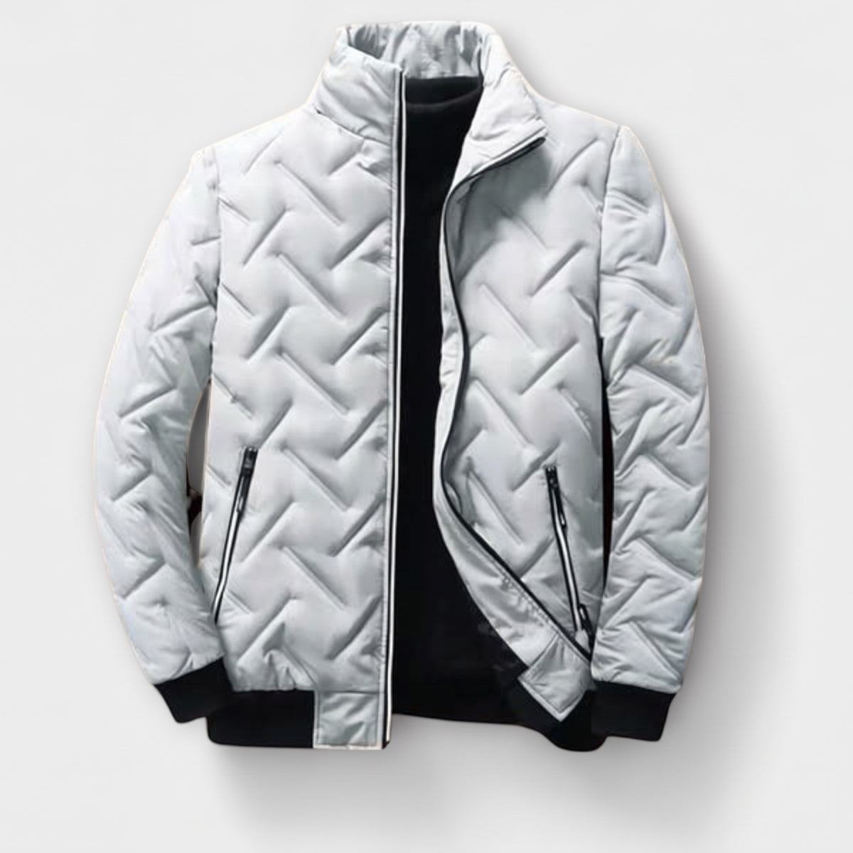 Casper quilted jacket with a chevron stitch in white