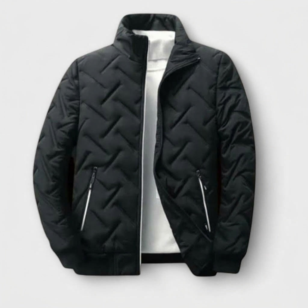 Casper quilted jacket with a chevron stitch in black