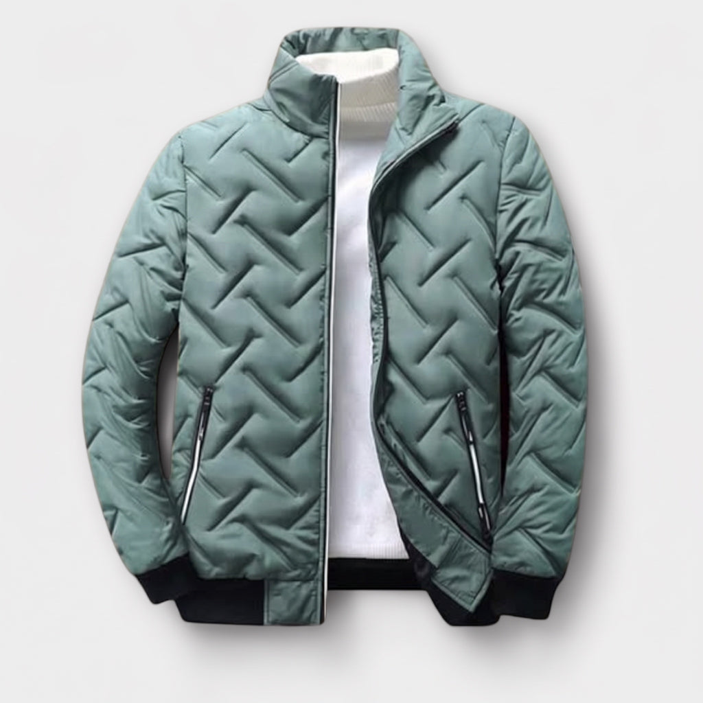 Casper quilted jacket with a chevron stitch in sage green