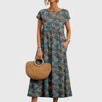 Celia floral print midi dress with short sleeves, image 2