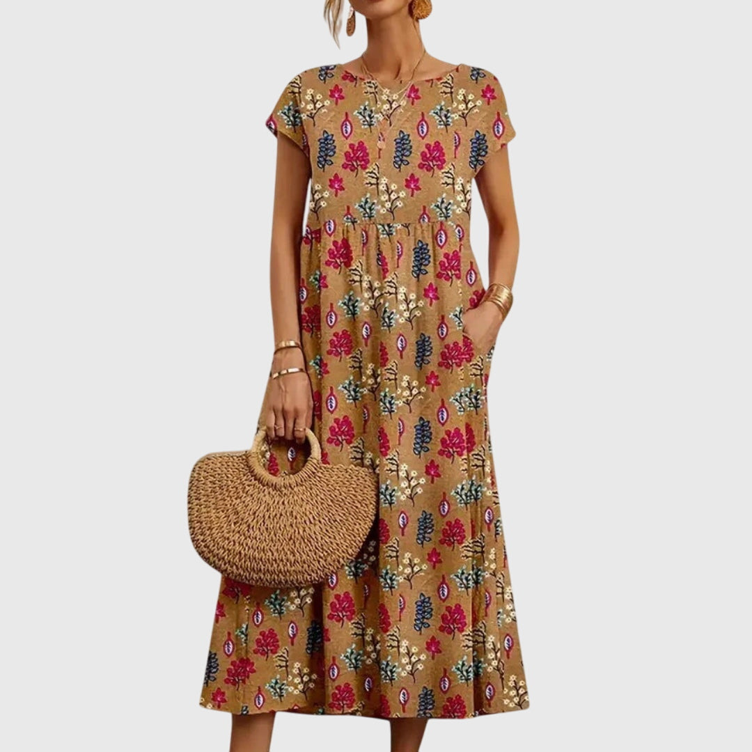 Celia floral print midi dress with short sleeves, image 5