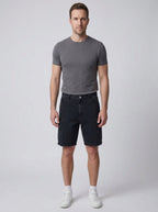Cillian denim cargo shorts washed black - front