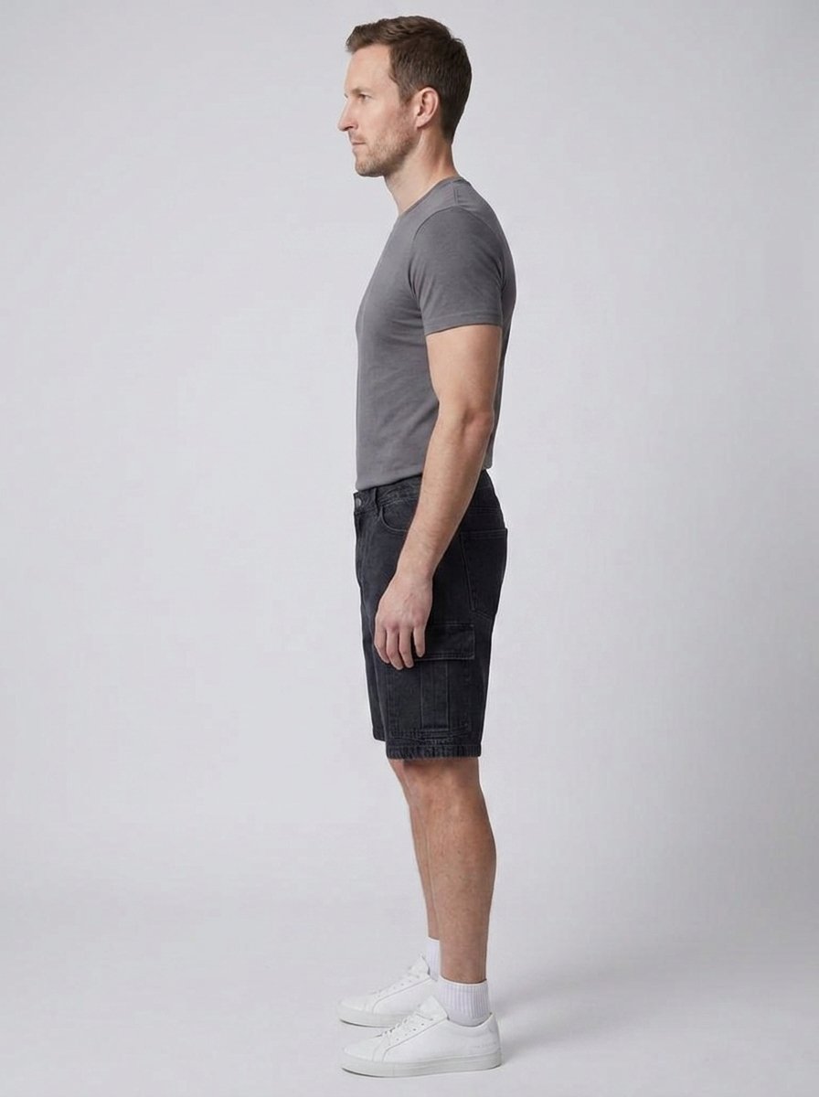 Cillian denim cargo shorts washed black - side